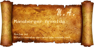 Mansberger Arnolda névjegykártya